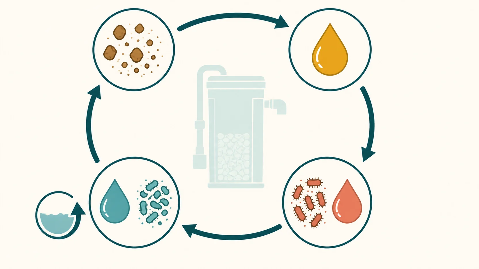 A circular diagram showing a fishless ammonia source becoming ammonia, nitrite and then nitrate
